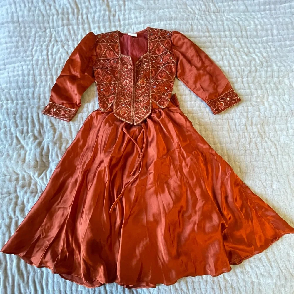 Copper Beaded Lehenga Choli 2-Piece Set Fairy Princess Dress Up Costume